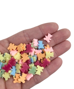 Aplique micro urso acrílico sortidos - 10 unidades