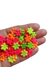 Aplique mini flor tecido neon - 50 unidades