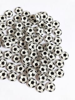 Aplique bola de futebol base reta 10mm - 10 unidades