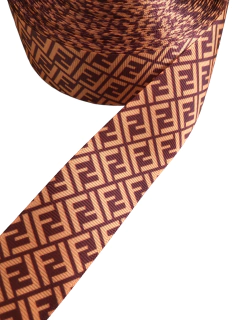Fita gorgurão estampada fendi 38mm - 2 metros