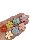 Aplique mini flor bordada - 7 unidades (1 de cada cor)
