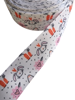 Fita gorgurão estampada páscoa 38mm - 1 metro