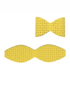 Aplique laço treliça amarelo emborrachado - 1 unidade