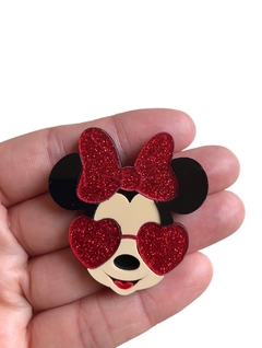 Aplique Minnie com óculos acrílico - 1 unidade