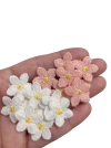 Aplique mini flor bordada - 5 unidades