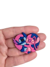 Aplique coração stitch e angel emborrachado - 1 unidade