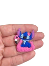 Aplique stitch flamingo emborrachado - 1 unidade