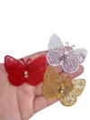 Aplique borboleta tecido floral - 1 unidade