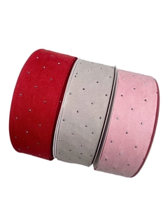 Fita camurça com strass 38mm - 2 metros