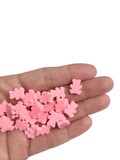Aplique mini ursinho acrílico rosa bebê - 10 unidades