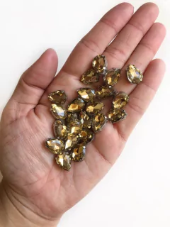 chaton de vidro gota mel 10x14mm - 15 unidades