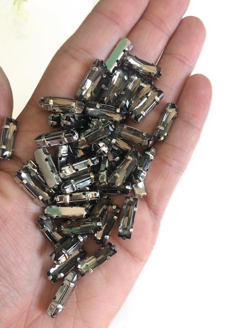 chaton de acrílico ratangular Fumê 5x15mm - 50 unidades
