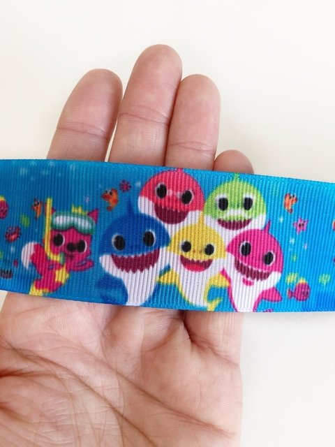fita gorgurão sakura baby shark 38mm - 2 metros