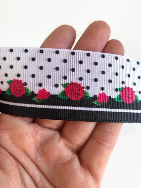 fita gorgurão sakura floral 38mm - 2 metros