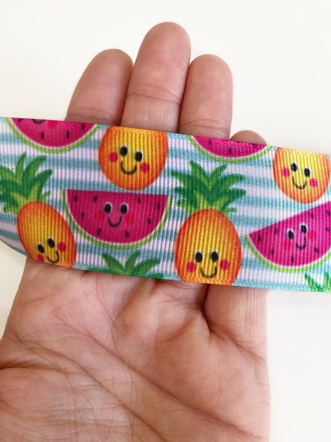 fita gorgurão sakura frutas 38mm - 2 metros