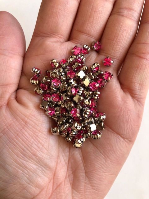 strass de costura pink 4mm - 50 unidades