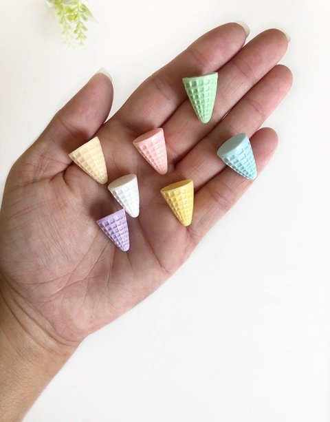 aplique mini casquinhas de sorvete - kit com 7 unidades