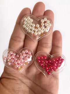 aplique coração com pérolas - 1 unidade