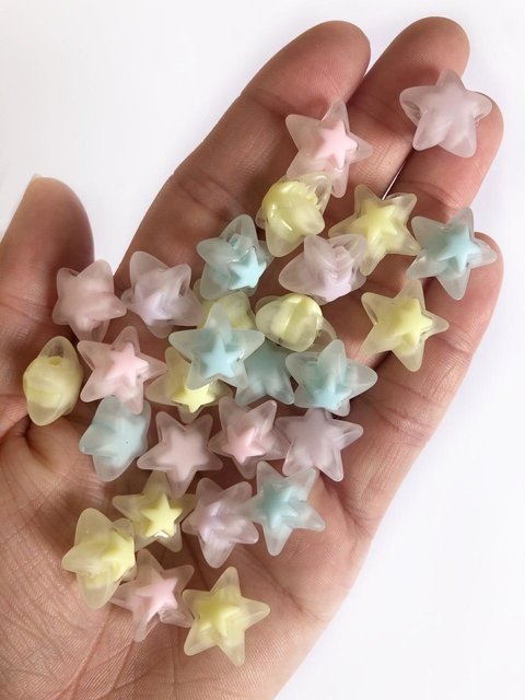 miçanga estrela translúcida fosca - 25 gramas