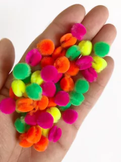 micro pompom neon sortido 10mm - 50 unidades