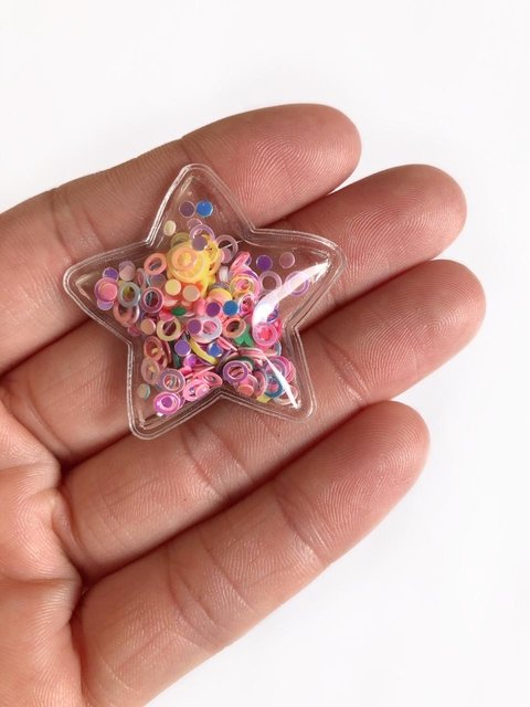 aplique mini estrela com confete - 1 unidade