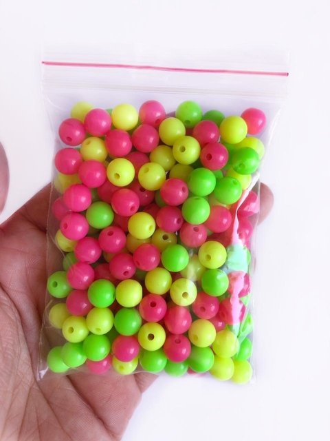 conta 8 mm colorida neon - 50 gramas