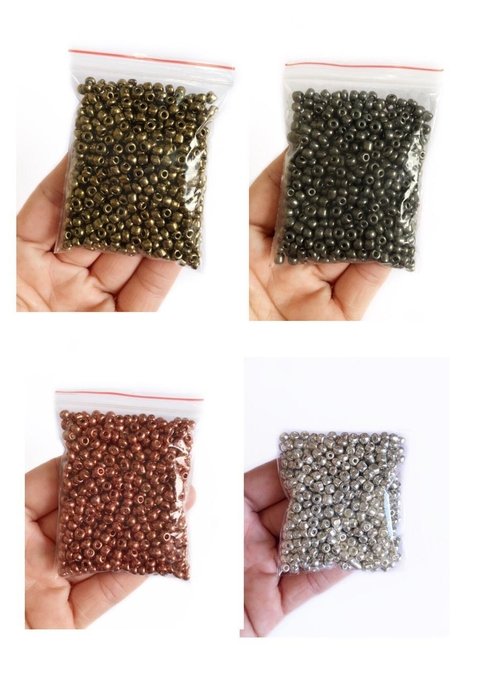 miçanga metalizada de vidro 3,6mm (6/0) - 50 gramas