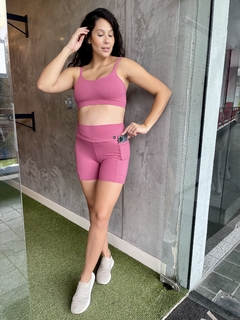 Short Powerful Meia Perna Bolso - Rosa Chá - loja online