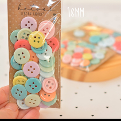 Botões Aquarelados 18mm | 36 botões, 9 cores