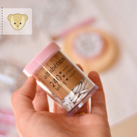 Pote 240 Mini Botões Alfabéticos® - 11mm | marrom