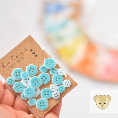 HEXAMOR: pacotinho com 16 botões | 2 tamanhos | TURQUESA