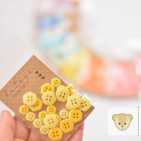 HEXAMOR: pacotinho com 16 botões | 2 tamanhos | AMARELO