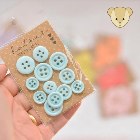 Botões Aquarelados AZULZINHO 3 tamanhos | dúzia