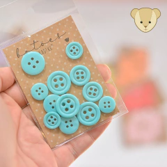 Botões Aquarelados TURQUESA 3 tamanhos | dúzia