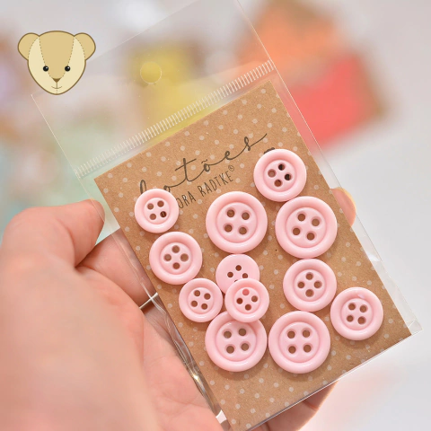 Botões Aquarelados ROSA BEBÊ: 3 tamanhos | dúzia