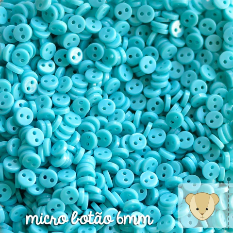 Micro botão 6mm - pacote com 30 unidades TURQUESA