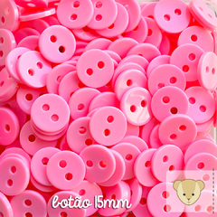 Botão 15mm - pacote com 12 unidades ROSA CHICLETE