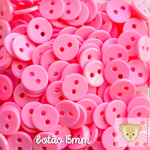 Botão 15mm - pacote com 12 unidades ROSA CHICLETE