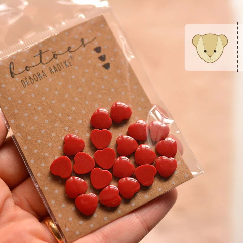 botão SEM FURINHO mini coração vermelho - 20 unidades na internet