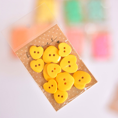 Botão coração 15 ou 20mm | amarelo