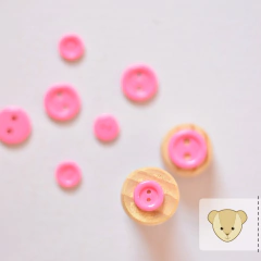 Botão colorê ROSA CHICLETE | dois tamanhos | 6 botões