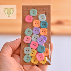 kit completo botão quadradinho em 8 cores candy colors - 24 botões