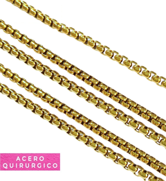 CADENA ROLO CUADRDA 2.0 ACERO DORADO X METRO - comprar online
