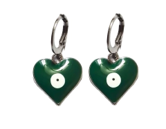 AROS CORAZON BRISURA ACERO DIJE FANTASIA VERDE