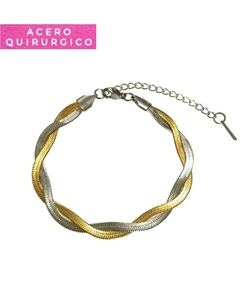 PULSERA CINTA PLANA DOBLE MIX DORADO 3 MM X 17 CM + 5 CM EXTENSION - comprar online
