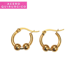 ARGOLLAS 15 MM CON BOLITAS ACERO DORADO - comprar online