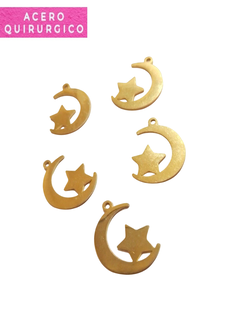 MINI DIJE LUNA LAMINA ACERO DORADO X 5 UNIDADES - comprar online