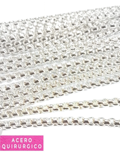 CADENA ROLO CUADRADA 3.0 ACERO BLANCO (GROSOR 3 MM) X METRO - comprar online