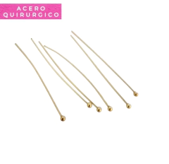 ALFILER CON BOLITA ACERO DORADO X 10 UNIDADES (40 MM / BOLITA 2 MM) - comprar online