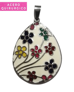 MEDALLON GOTA ESMALTADO FLORES 33 X 40 MM - comprar online